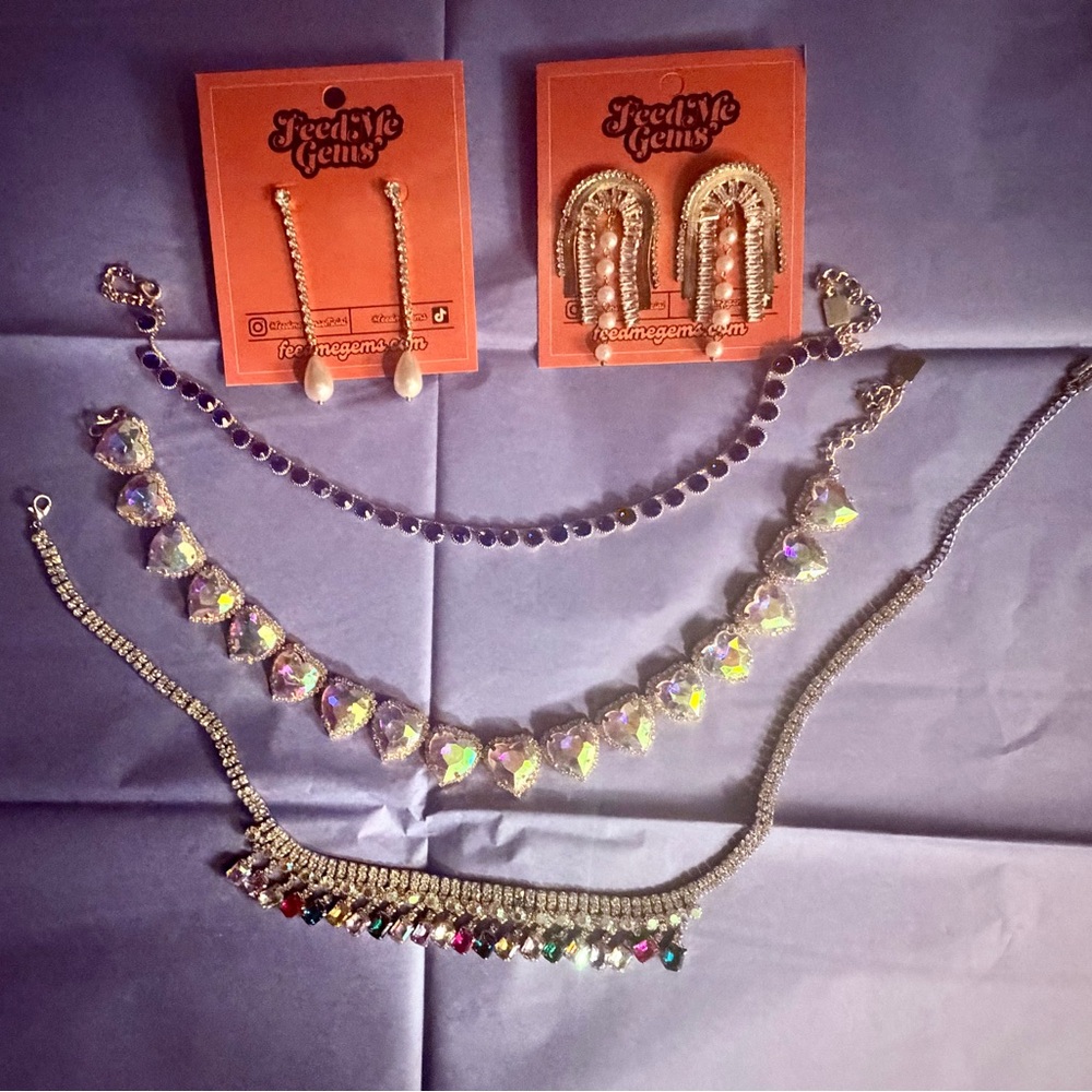 Elegant Silver and Multicolor Earrings by Feed Me Gems